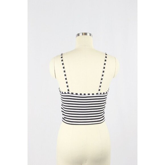 Aritzia SUNDAY BEST Roxboro Black White Striped Knit Cropped Tank Top, Size XS - Picture 7 of 9